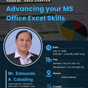2025 PICQS GLOBAL CPD No. 15 (Hosted by UAEO CHAPTER) - Advancing your MS Office Excel Skills