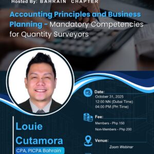 2025 PICQS GLOBAL CPD No. 17 (Hosted by Bahrain Chapter) - Accounting Principles and Business Planning - Mandatory Competencies for Quantity Surveyors